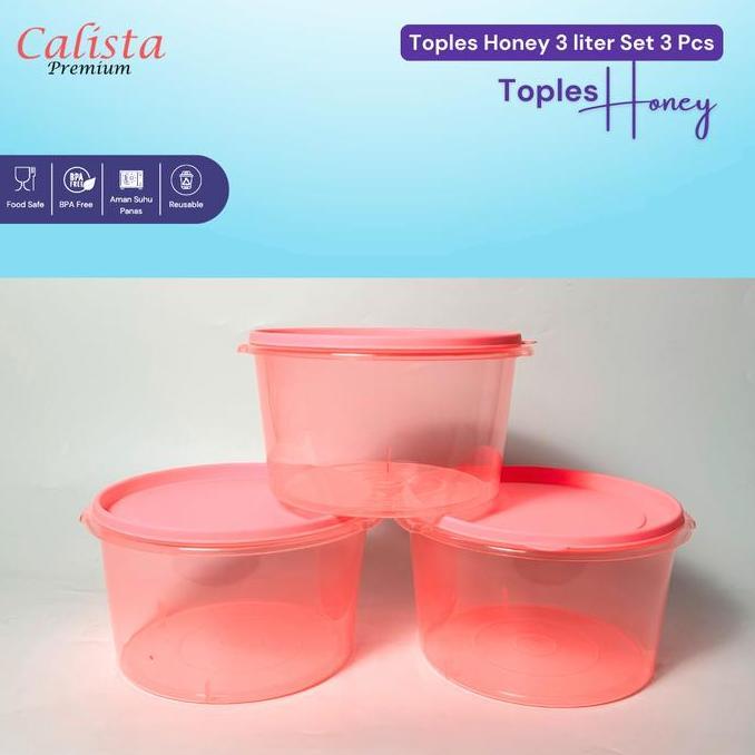 [CALISTA] Toples Kerupuk set 3 pcs - Toples Honey 3 liter