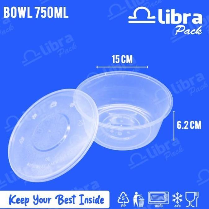Thinwall 750ml Mangkok + Tutup Cup Plastik Mangkuk Plastik 750ml