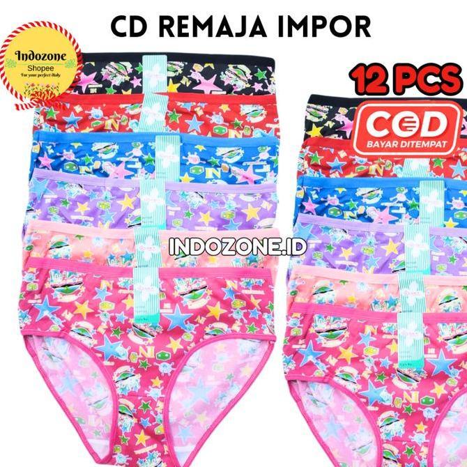 12 Pcs Celana Dalam Wanita Remaja Import