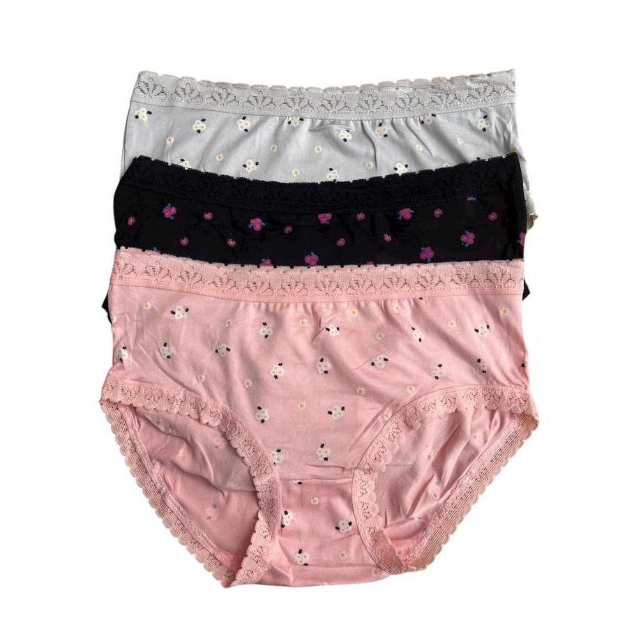 promo celana dalam dalam wanita motif bunga isi 3 6 12  cd cewek renda lembut nyaman elastis
