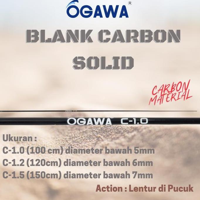 Blank Joran Ogawa Panjang 100 120 150cm Bahan Carbon Solid