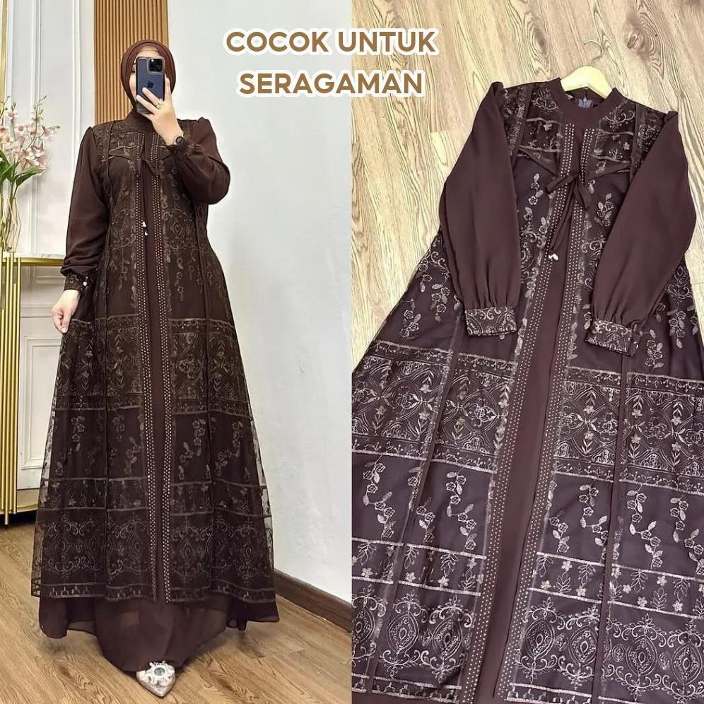 TERLARIS Gamis Mahogany Virall 2026 Dress Pesta Mewah Elegan Gamis Besseller Di Aqilla Butik KEKINIA