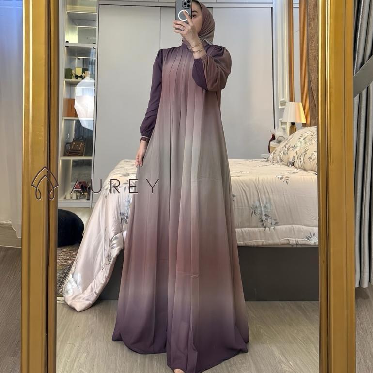 promo new aurey - set hijab givani gamis wanita dress mewah busui friendly gamis ceruti hyget terbar