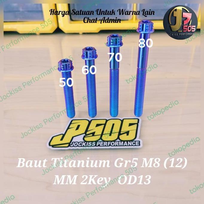 DE86 - Baut M8 MM (12) 2Key OD13 Panjang 40 - 80 MM Titanium Gr 5