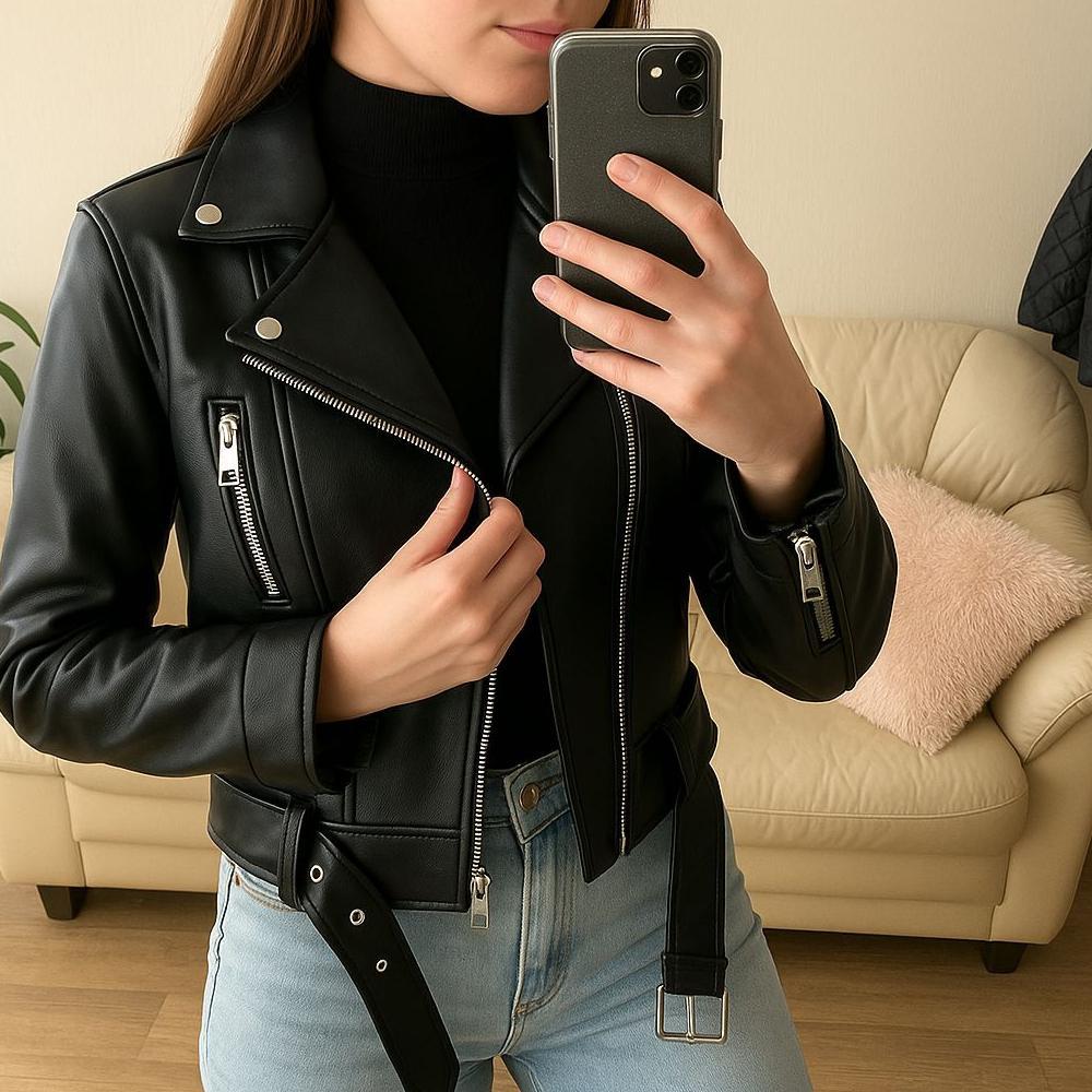 hot jaket wanita crop semi kulit model korea kekinian | warna hitam pink coklat