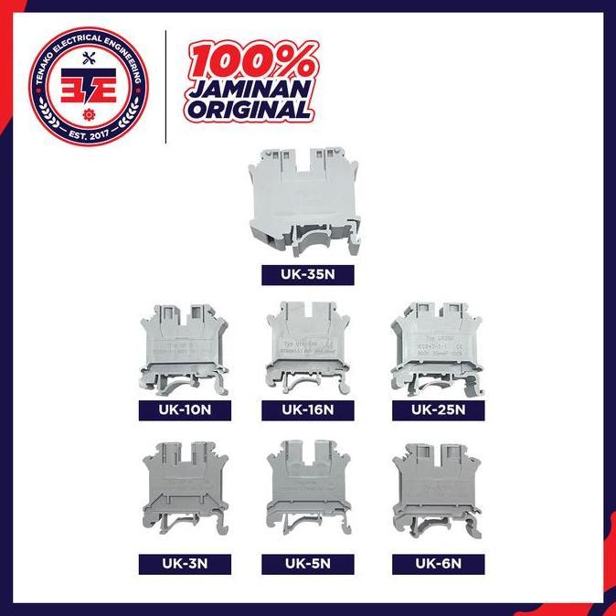 Terminal Block Din Rail 800V UK3N UK5N UK6N UK10N UK16N UK25N UK35N Per 1 Dus UK-3N UK-5N UK-6N UK-1