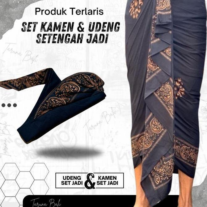 SET KAMEN + UDENG BATIK SETENGAH JADI DEWASA | PAKAIAN ADAT BALI | KAIN KAMEN BALI | UDENG BALI TEB
