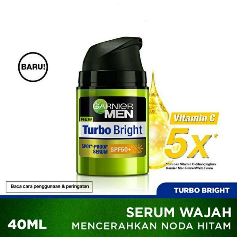Garnier men Turbo Bright Spotless Brightening Serum SPF 50+ PA++++ 40ml  Serum pencerah wajah
