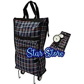 Tas Keranjang Belanja Lipat Praktis Roda 2