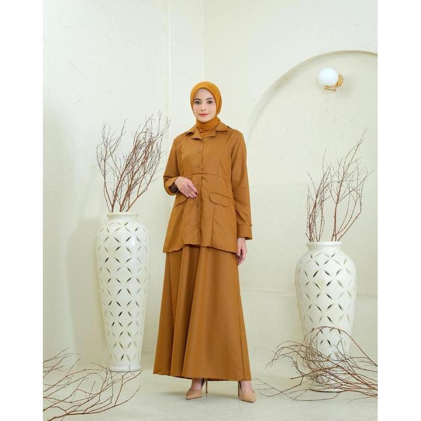 Dania Series Gamis Semi Rok Seragam PNS PDH Pemda ASN Warna Khaki Kheki Bahan Katun Toyobo Premium N