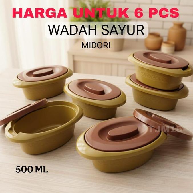 Paket 6 Pcs - WADAH SAYUR OVAL MIDORI PANCI SAYUR OVAL PLASTIK FOODGRADE BPAFREE TAHAN PANAS