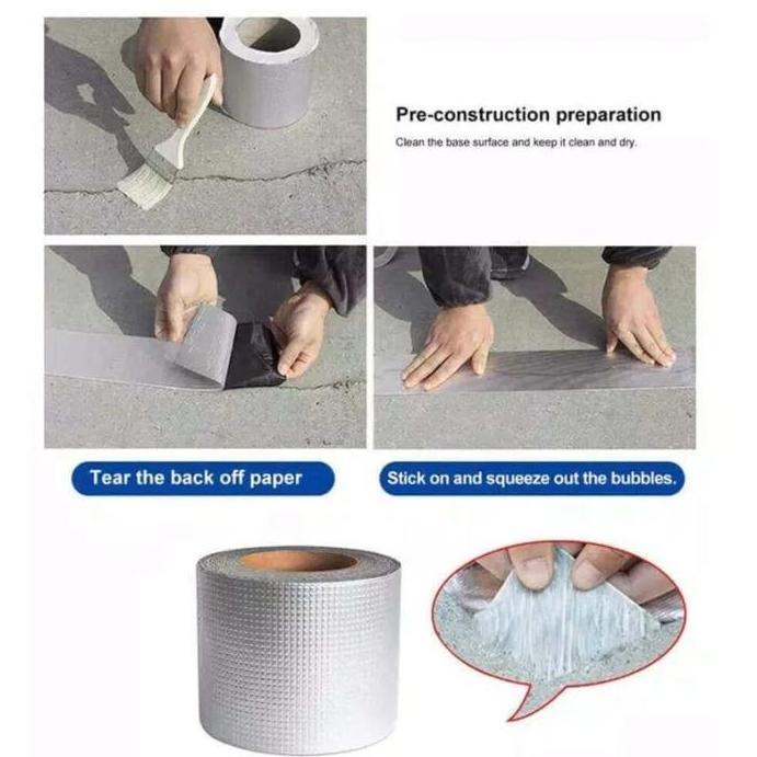 Kp Lakban Anti Bocor 5M 10M 20M Lem Anti Air Alumunium Foil Butyl Super Waterproof Tape Tambal Silve