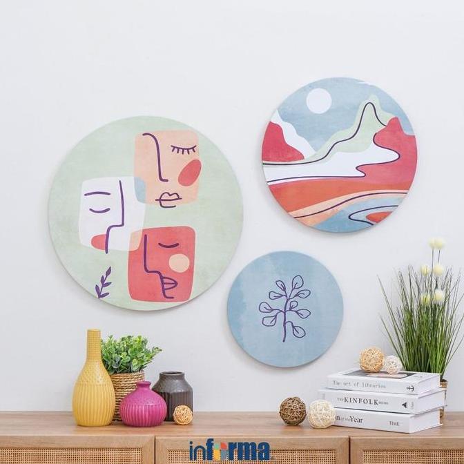 TERSEDIA Informa 53.5x53.5 Cm Set 3 Pcs Hiasan Dinding Print Face Z6