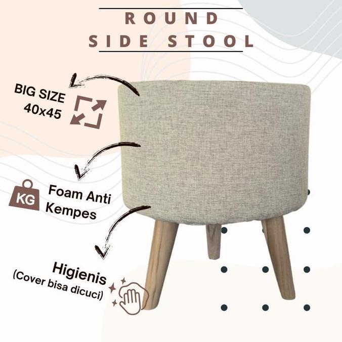 Hygge - Sofa Puff / Kursi Stool Kayu Bench Bulat Minimalis HS