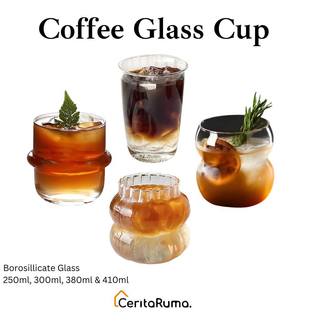 CERITARUMA Gelas Kaca Aesthetic | Gelas Kopi Cafe | Matcha Glass Estetik | Gelas Kaca Kopi