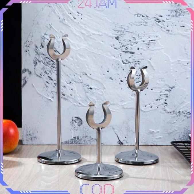 Stand Nomor Meja Stainless Steel Table Stand Menu Stand Menu Meja Makanan Minuman TB