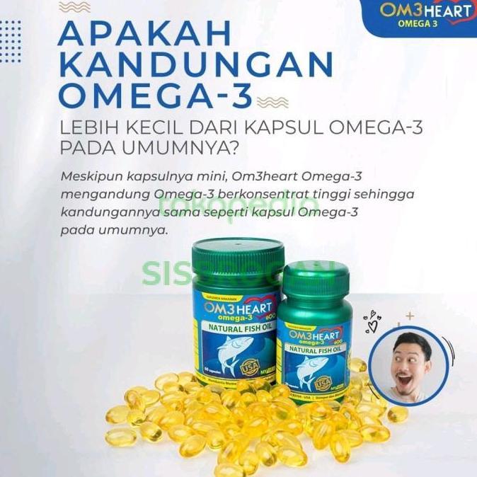 Lansungkirim- Minyak Ikan Fish Oil Om3Heart Omeheart Ome Omega 3 Isi 60 Halal