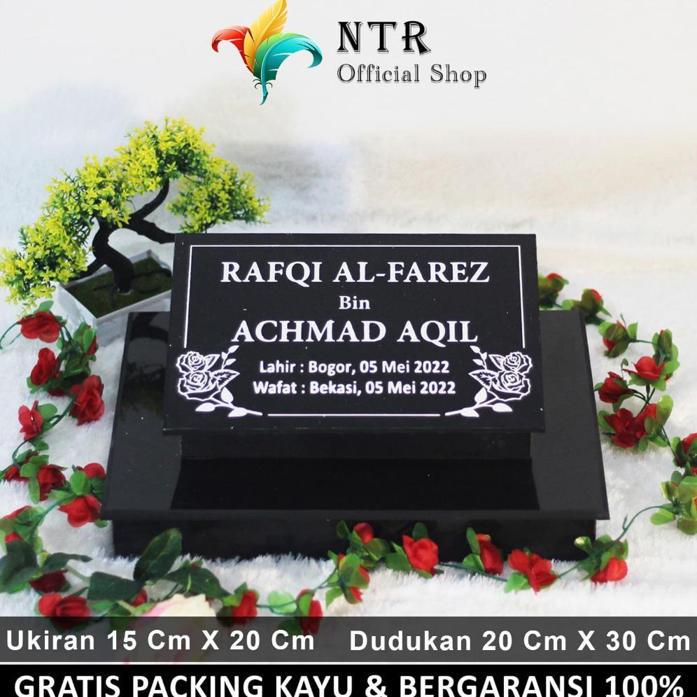 [HX] Kepala Batu Nisan Dudukan Maesan Makam Nissan Kijing Full Set Hitam Putih Lengkap Ukiran Marmer