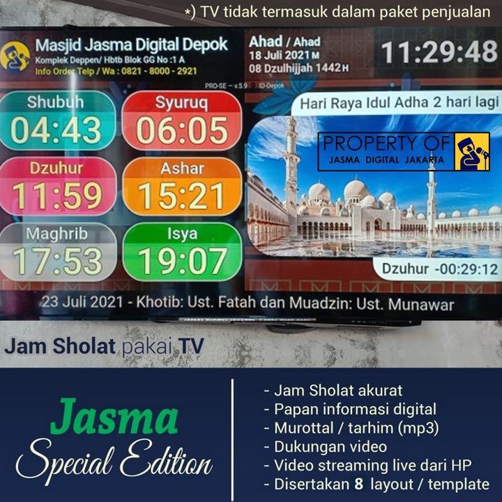 [HX] Jasma Versi Spesial Edition Jam Jadwal waktu Sholat Masjid TV LED Jam Sholat Otomatis