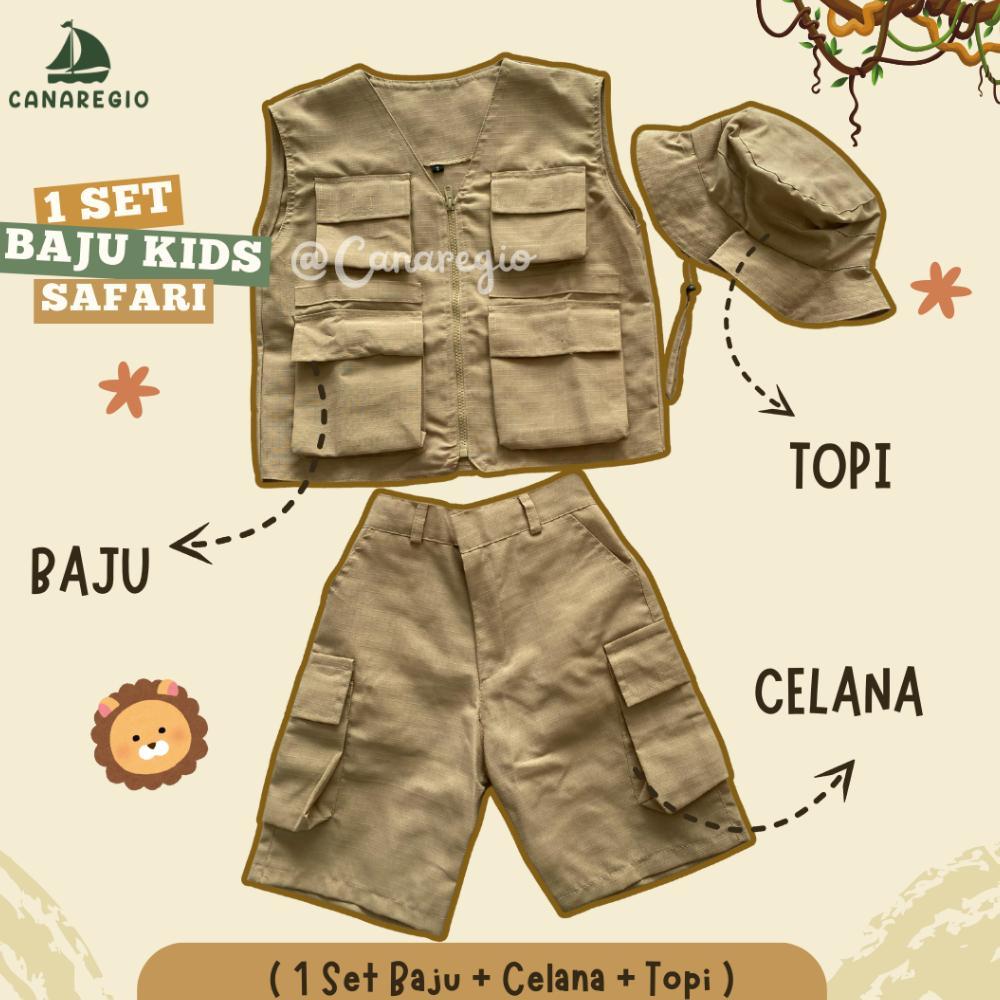 Baju Safari Anak Baju 1 Set Anak Safari Penjaga Kebun Binatang | Kostum Penjaga Safari Anak | Kemeja
