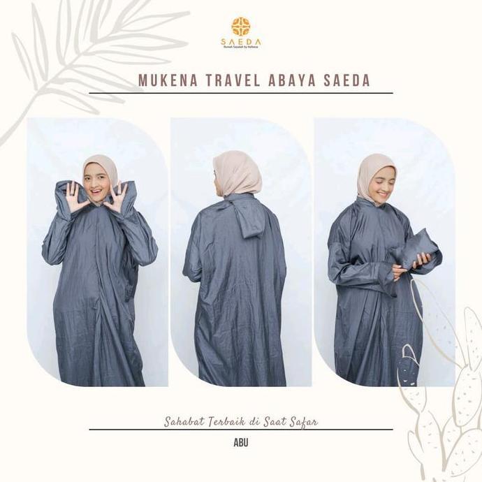 Mukena Travel Abaya Parasut Premium Crinckle Polos abu hitam Terusan Nyaman Muslim