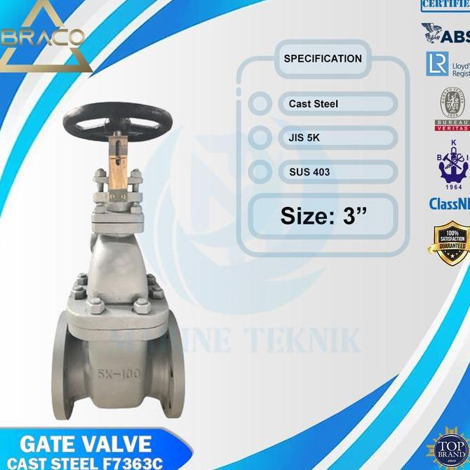 COCOMELS GATE VALVE CAST STEEL F7363C-JIS 5K 80 size 3 inch