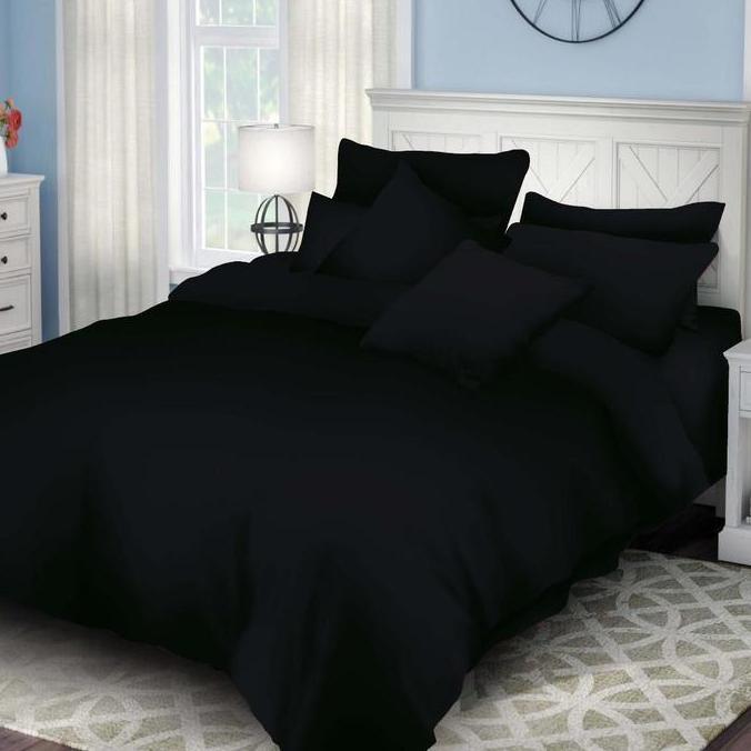 CAZANASHOP Bedcover Aja Rosewell Tanpa Sprei Single Hitam Pekat 140x200 cm
