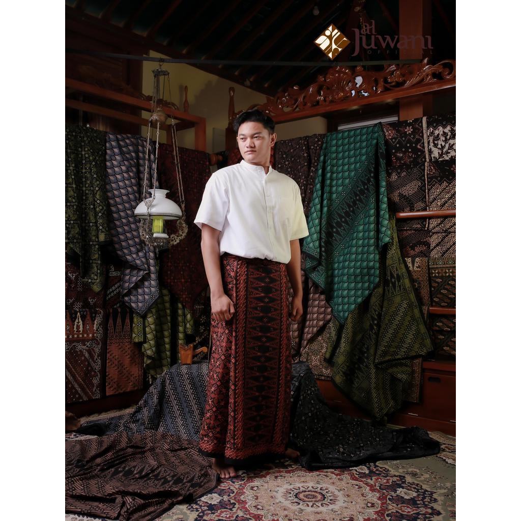 Sarung batik Aljuwani motif Kawung Truntum (Merah Maroon) | Sarung Batik Halus | Sarung Premium