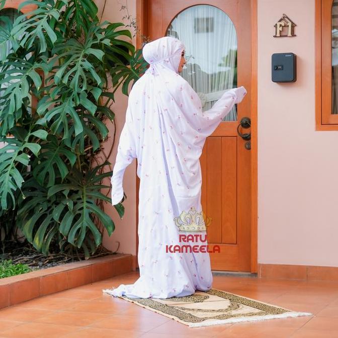 RATU KAMEELA - Mukena Terusan Dewasa Jumbo Bordir Seribu Bunga Katun Mikro Lembut Cantik Kain Tebal 