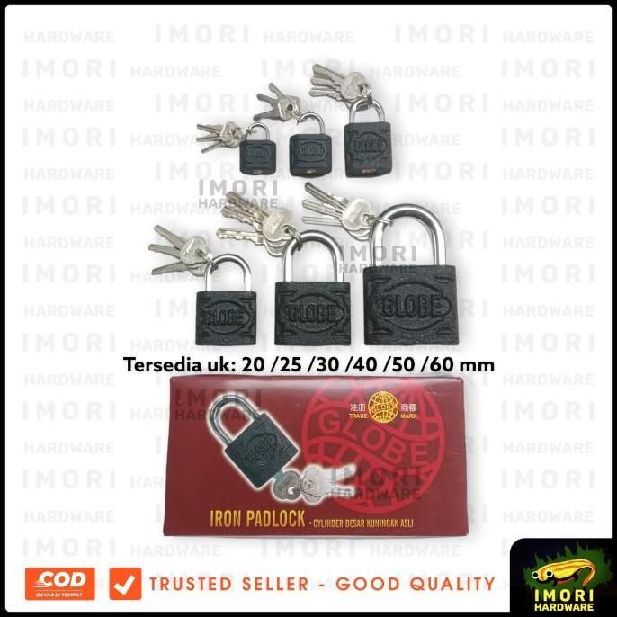 Allthebest GLOBE Gembok Hitam Kunci Pintu Rumah Koper 40 50 60 mm