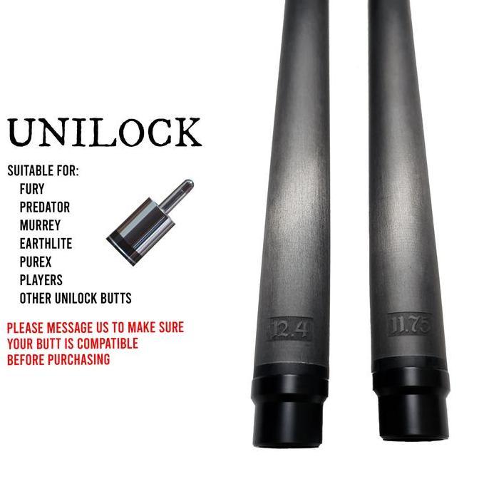 Black Carbon Shaft Severus Cues - Uniloc Murrey Predator Fury Billiard