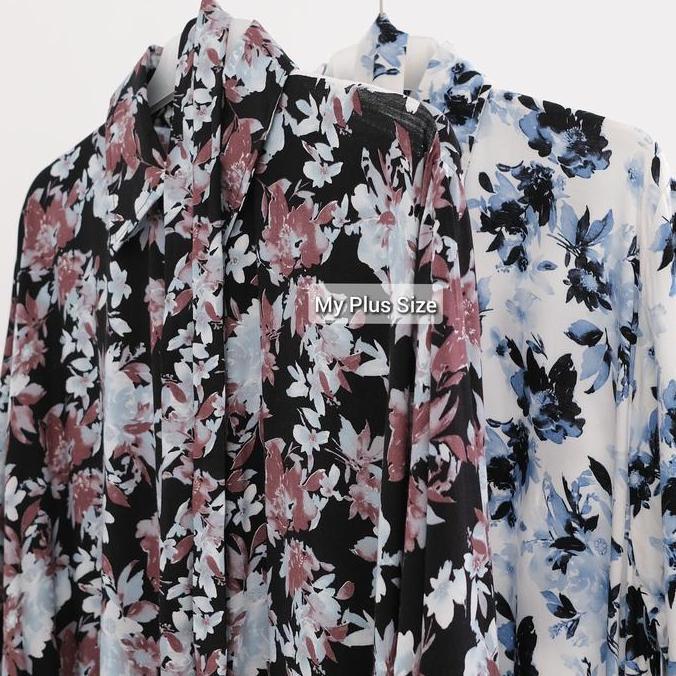 Gamis Rayon Bunga Jumbo Wanita 3744 , Ld 130 & 145 cm