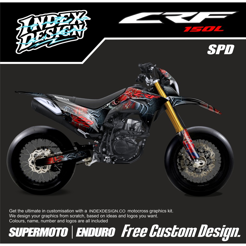 Stiker Decal CRF 150 L Minimalis Desain Spiderman Venom Tahan Lama Epson Inflex Laminasi Glossy Doff