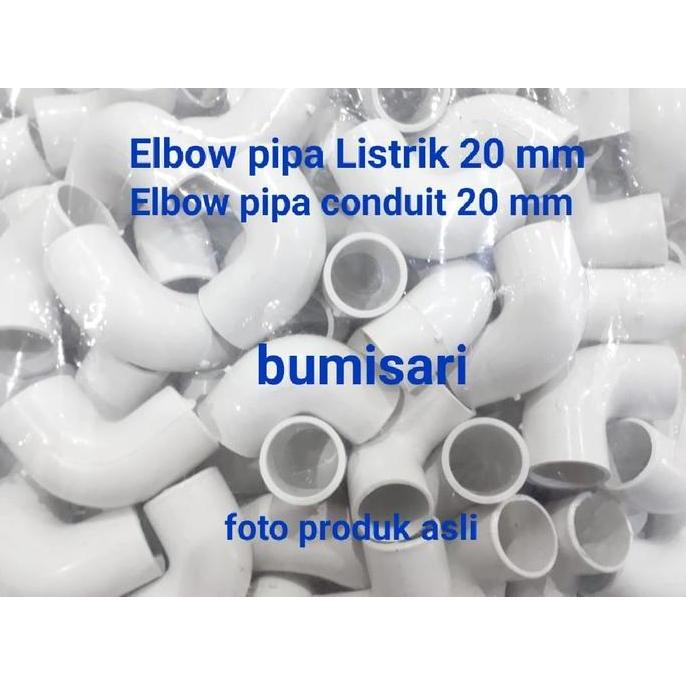 Elbow pipa conduit listrik 20 mm warna putih / Elbow conduit