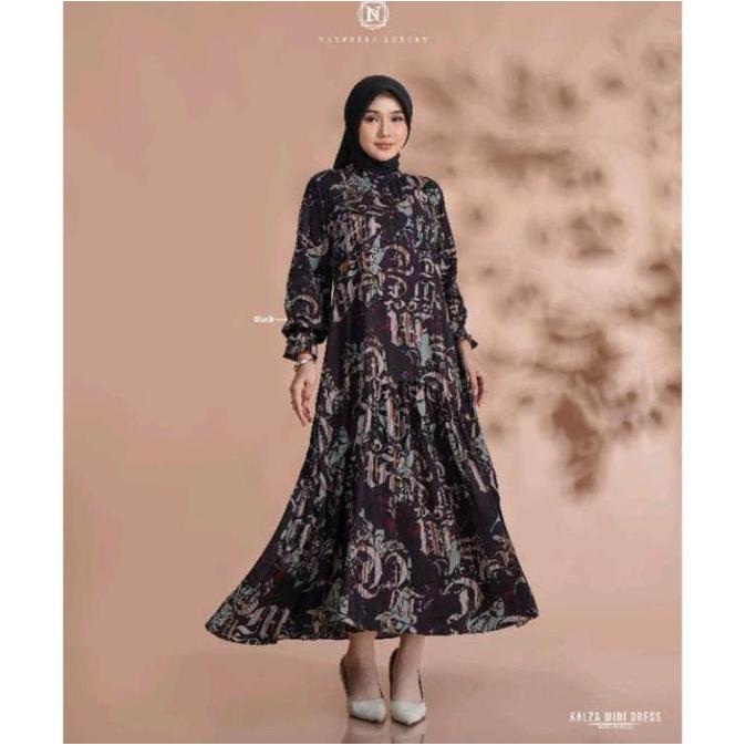 NADHEERA KALZA MIDI DRESS BY NADHEERA LUXURY GAMIS BUSUI FRIENDLY Gamis Simple