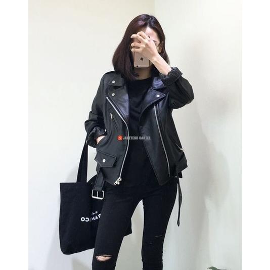 Promo Terbaru Jnk X Rms - Jaket Kulit Wanita Ramones Changcuters Korea Blazer Style Punk Women Shirt