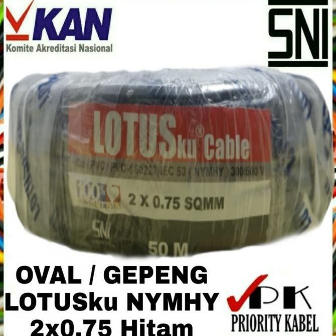 Kabel LOTUSku Oval Gepeng NYMHY 2x0,75 2x0.75 50 meter (50M) LOTUS