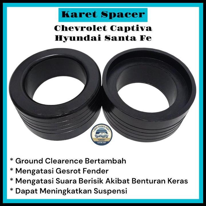 TERLARIS KARET SPACER TATAKAN PER KEONG BELAKANG CHEVROLET CAPTIVA HYUNDAI SANTA FE TEBAL 5CM 1SET(2