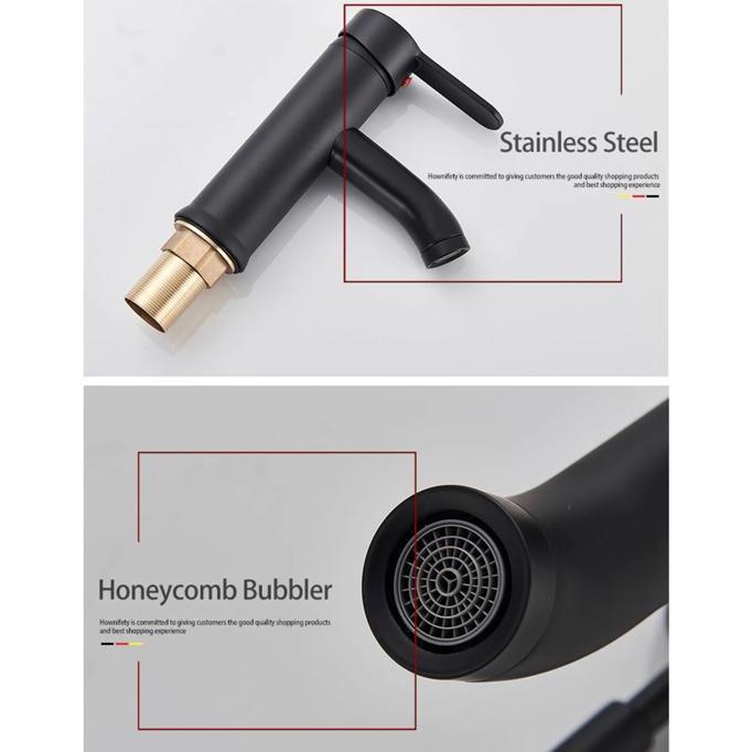 Kran Air Stainless Steel Hitam Emas Elegan Design