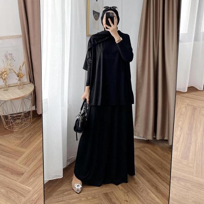 Everly SetRok 3in1 Hijab mat kaos rayon premium / setelan rok + Pashmina 503 Muslim Wanita NS