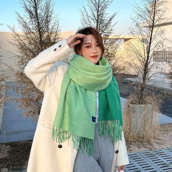 Syal Polos 2 Sisi Korea Winter Scarf Wool Acrylic Spring Autumn Fashion premium High Quality kain fl