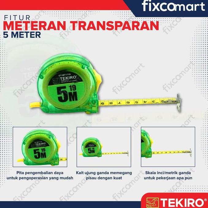 Foxc- Tekiro Meteran Transparan 5 M / Tekiro Meteran 5 M