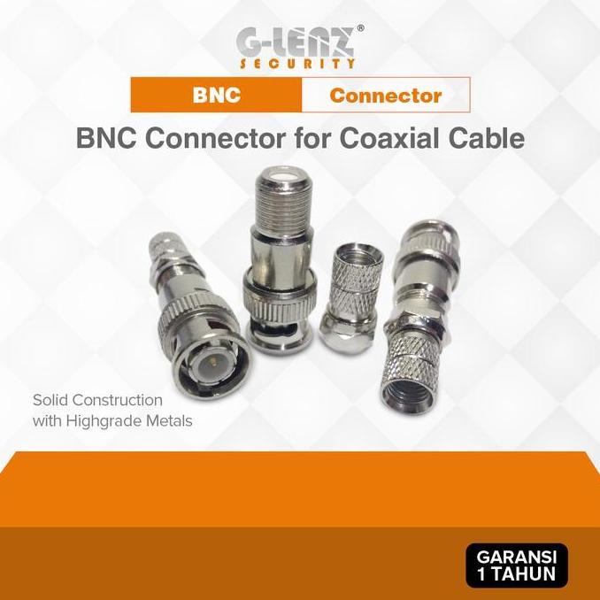 Gasajaa- Glenz Bnc Drat Cctv Konektor Isi 20 | Konektor Cctv Bnc Drat | 1 Pack Isi 20 Pcs | Konektor