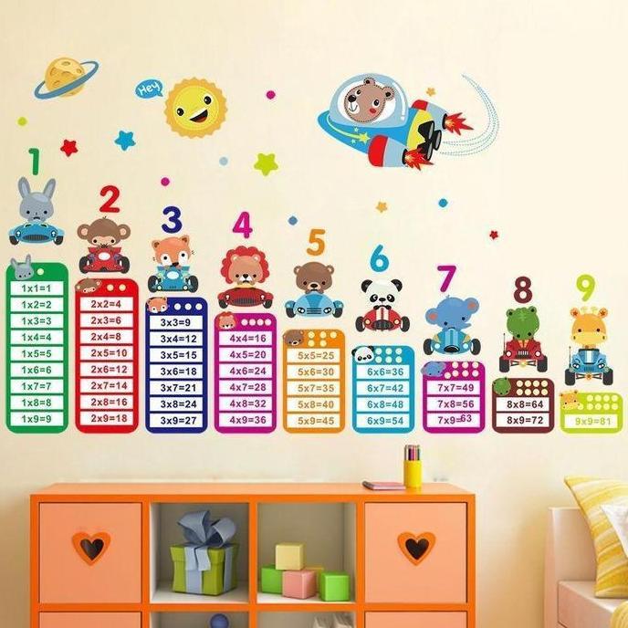 Wfhgx- Stiker Dinding Belajar Perkalian Anak Sk9316