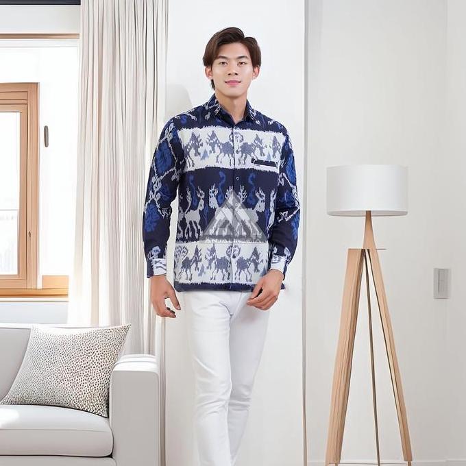 Termurah / Hot Sale Anjalinesia Kemeja Pria  Tenun Ethnic Sumba Ntt Atasan Formal