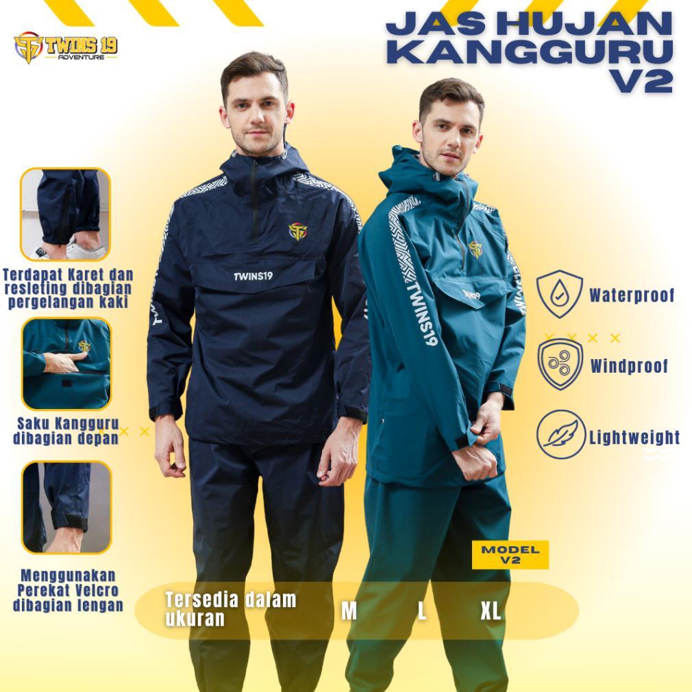 ORIGINAL JAS HUJAN SAKU KANGGURU V2 TWINS19 TWINS NINETEEN SETELAN JAKET CELANA PRIA WANITA KANTONG 