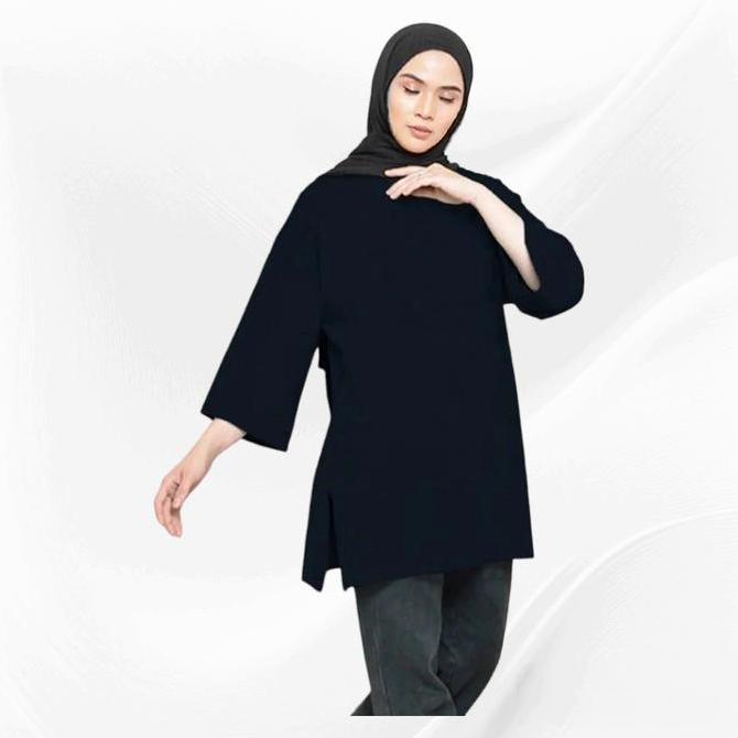 Wkwkwk- Kaos Polos Oversize Jumbo Atasan Wanita Tsirt Bahan Babyterry Atasan Hijab Muslimah Cod Musl