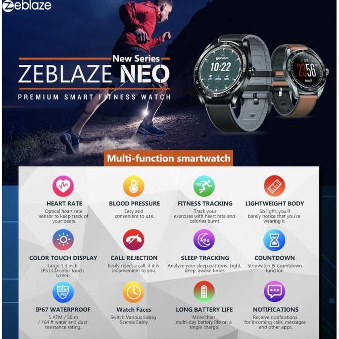 ZEBLAZE NEO Smartwatch IP67 Heart Blood Rate Alt DT99 DT95 VIBE 5 PRO Termurah