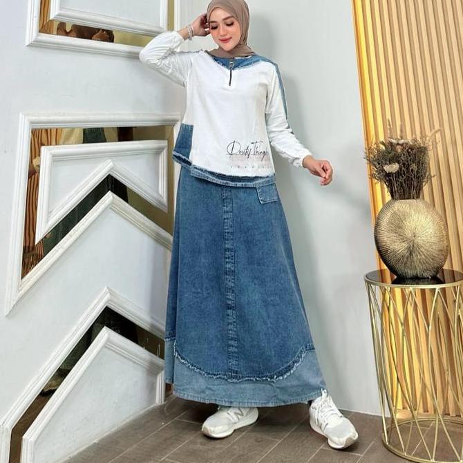 Rebecca One Set Jeans Fashion Muslim Wanita Kekinian