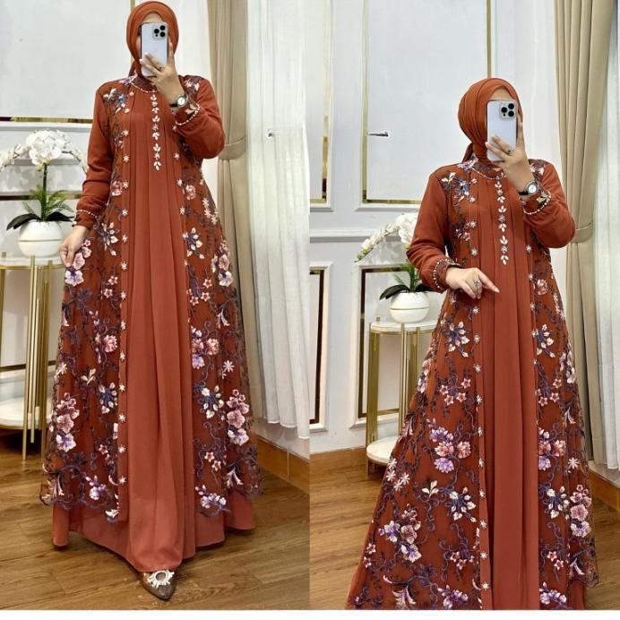 DISKON GAMIS PESTA MEWAH ELEGAN MISELA DRSES BO SIZE M L XL XXL XXXL LD 100-130 CM PB 140 CM BAHAN T